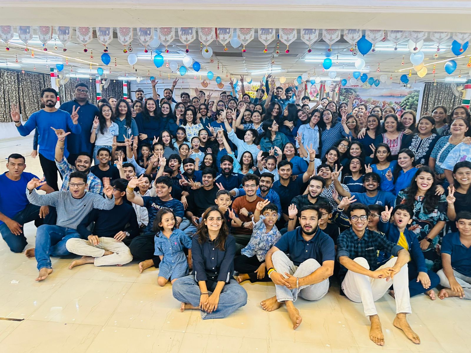 Shree Radhe Garba Group enjoying an outdoor waterfall trip together